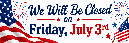 In observance of the July 4th holiday, our office will be closed on Friday, July 3rd. We will see you on Monday, July 6th!